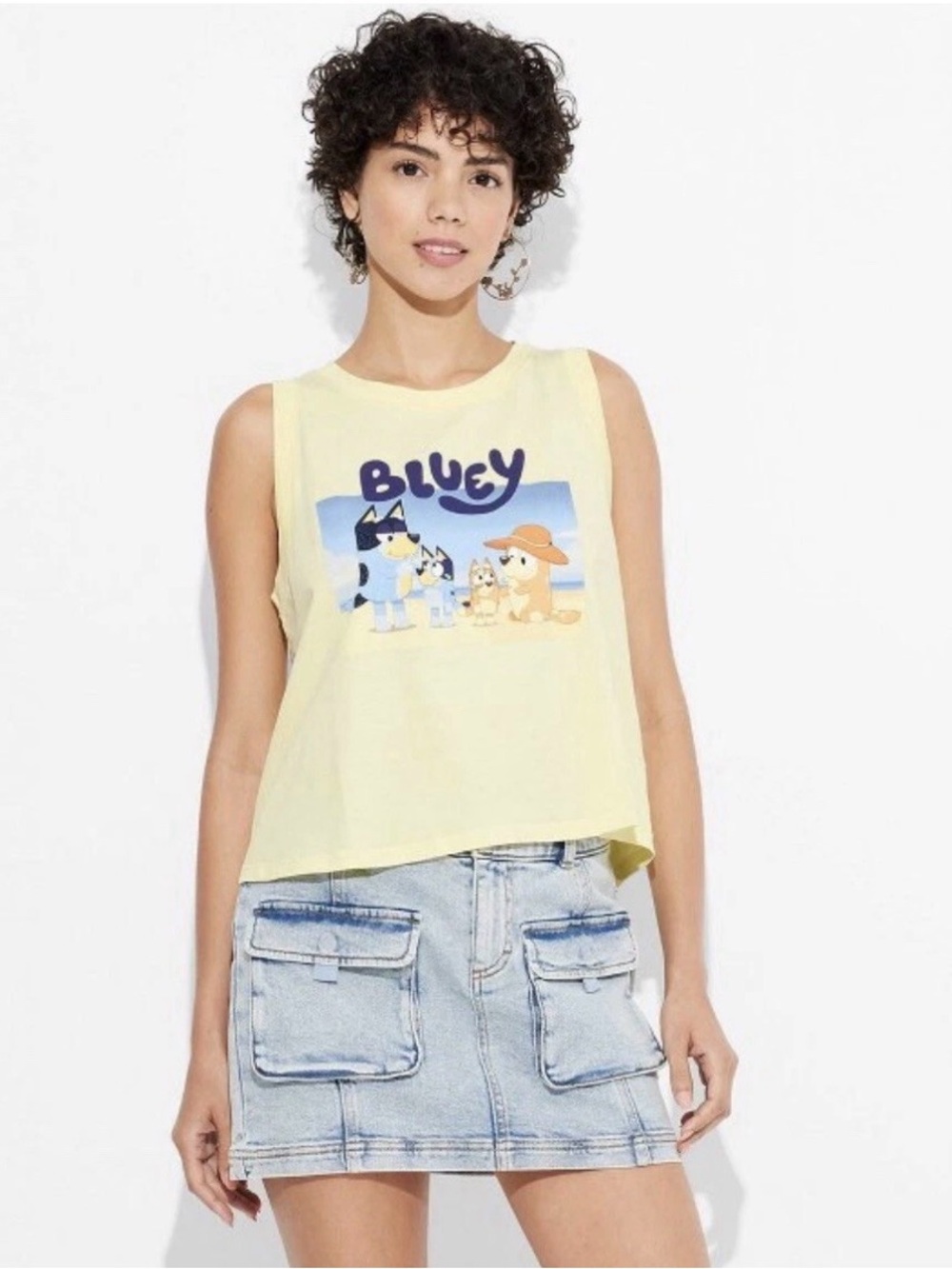 Yellow Bluey Graphic Muscle Tank Top size M